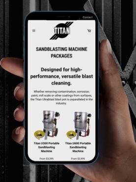 Titan Abrasive website on phone