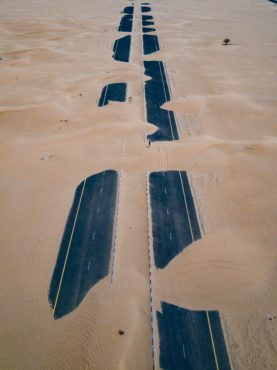 road after a sandstorm