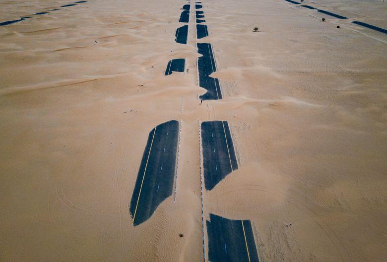 road after a sandstorm