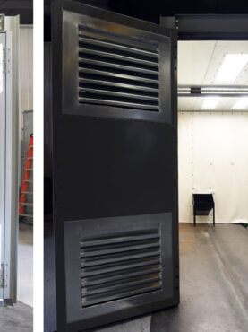 A Titan blast room with Swing Doors; note the amount of space needed when opened